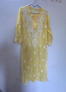 Elegant Yellow Chikankari Kurta