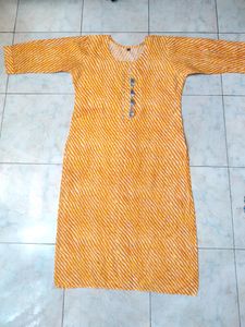 Yellow Cotton Stripes Kurta Top Kurti