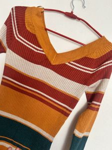 Striped Ribbed Midi Dress