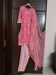 Pink Printed Kurta Set with Dupatta