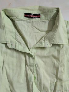 Lime Green Collared Button-Up Shirt