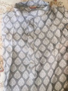Men's Silver Jacquard Kurta Set M size