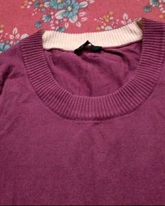 Purple sweater with Contrast Neckline