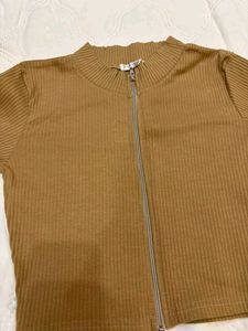 Brown Ribbed Knit Co-ord Set