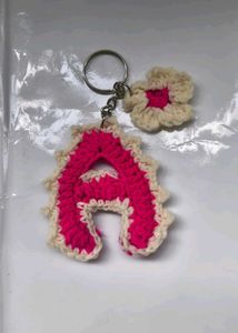 Handmade Crochet Letter A Keychain