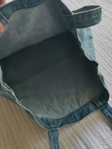 Denim Tote Bag with "UP TOP" Graphic
