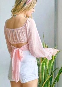 Pink Polka Dot Crop Top