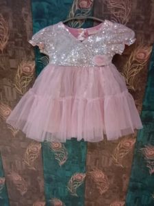 Girls Pink Sequin Party Frock with Tutu Skirt