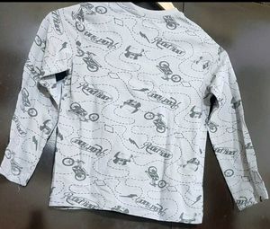 Grey Printed T-shirt For Baby Boy 5- 6 Year