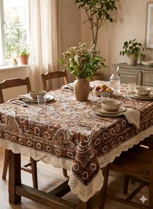 Chic Tablecloth with Lace Trim
