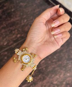 Exquisite Gold Tone Statement Watch Bracelet