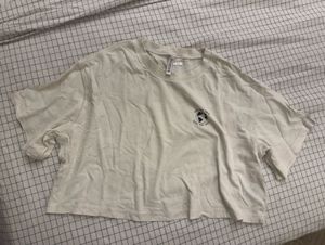 Crop T-Shirt with Earth Graphic