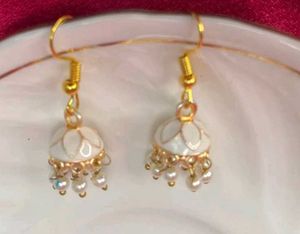 Elegant White Jhumka Earrings combo