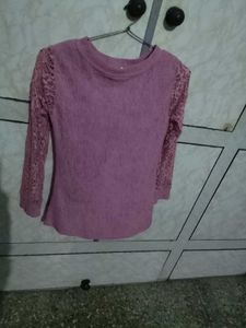girl's Pink Lace Sleeve Top