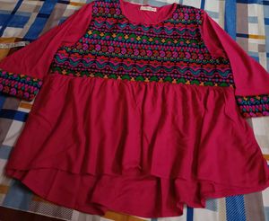 Embroidered hot Pink Kurta/top