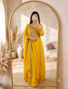 Stunning Yellow Embellished Lehenga Choli