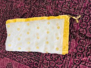 White And Golden Color Duppatta