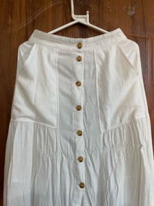 White Button-Up Midi Skirt