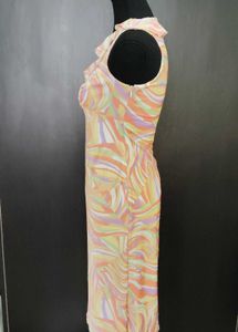 V-Neck Ruffled Swirl Print Dress