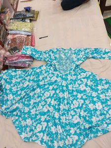 Blue Floral Anarkali Kurta