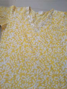 Embroidered Yellow Kurta