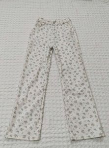 H&M Floral Print Wide Leg Jeans