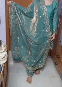 Elegant Teal Embroidered Kurta Set