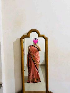 Elegant Embroidered Pink Saree