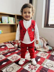 Cute Baby Boy Red Vest and Pants Set