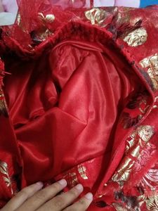 Red Floral crop top and long skirt