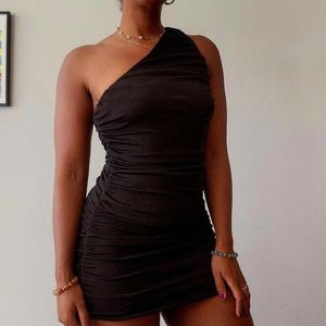 embellished bodycon one shoulder dress