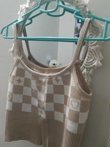 Checkerboard Knit Tank Top