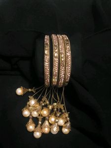 😍 Golden Bangles With Latkan