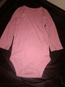 Baby's Pink Ribbed Long Sleeve Bodysuit