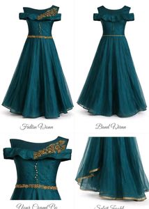 Elegant Teal Off-Shoulder Gown and also come it's