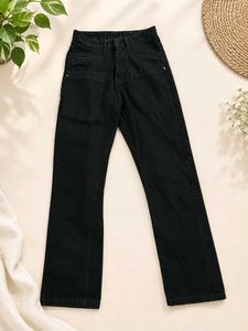 Black Cargo Wide Leg Jeans