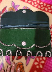 Green Party Wear Clutch Bag