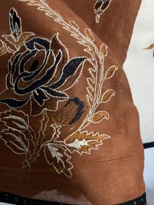 Elegant Brown &amp; Cream Saree with stitched Blouse