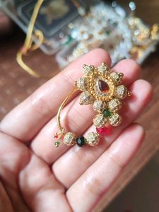 Elegant Gold AD Stone Nath -Toned Ethnic nose ring