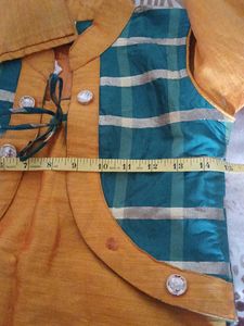 yellow Kurta Set with Green Dupatta