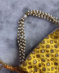 Embellished Yellow Potli Bag