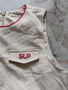 Girls' Beige Pinafore Dress with SLP Logo
