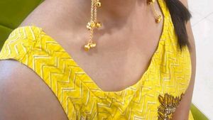 Yellow Embroidered Crop Top Palazzo Set