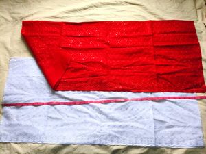 Embroidered Fabric Set: Red &amp; White