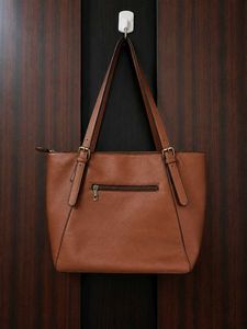 Chic Brown Faux Leather Shoulder Bag