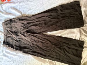 h&m formal pants wide leg brown
