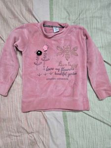 Girls Pink Velvet solid sweatshirt