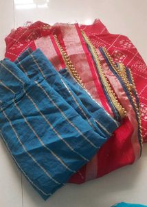 Rose  Diamond Print Fabric with Trim Handmade