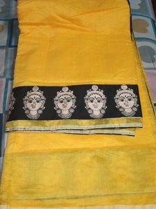 Yellow Saree with Unique Border