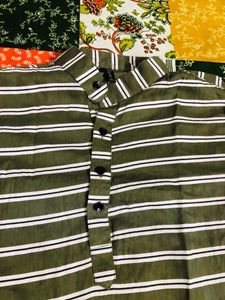 Olive Green Striped Kurta